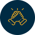 Icône représentant deux mains qui se serrent, symbole de collaboration et de solidarité