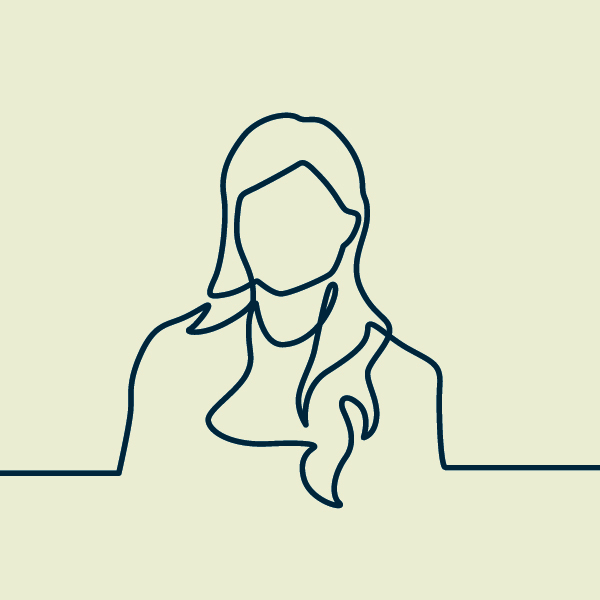 Illustration minimaliste représentant une personne stylisée en ligne continue sur fond uni.