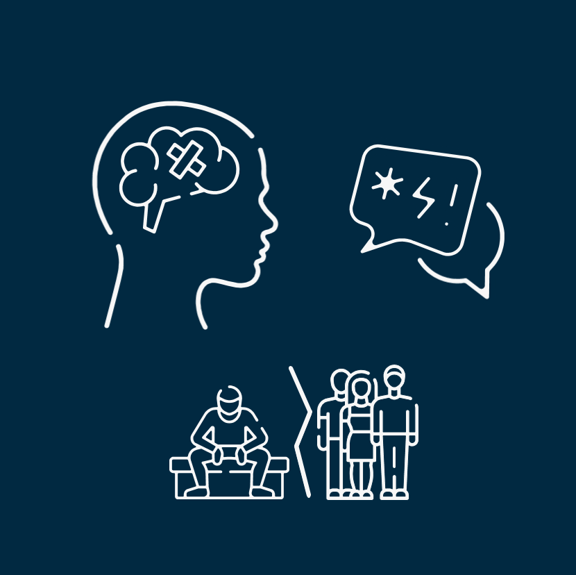 Illustration représentant la violence conjugale avec des symboles liés à la violence psychologique, verbale et sociale.